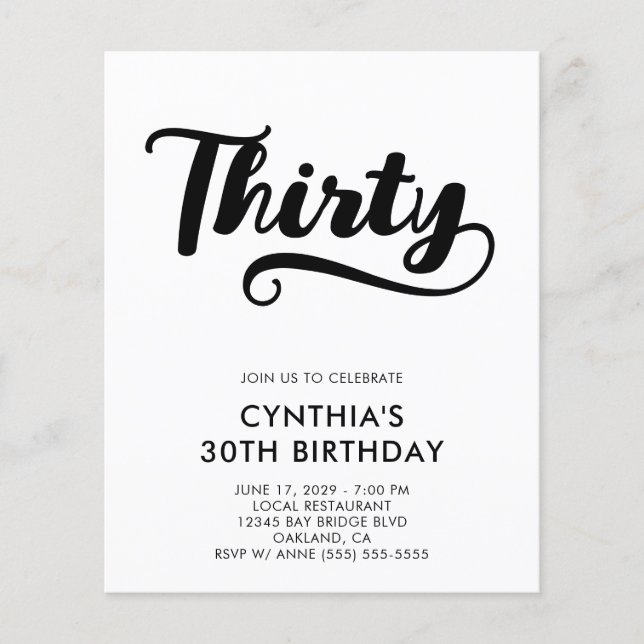 Flyer Presupuesto Retro Swash Negrita Script Cumpleaños  (Frente)