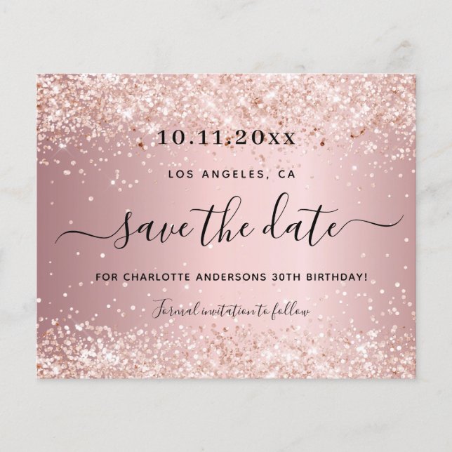 Flyer Presupuesto rosa de la fiesta de cumpleaños guarda (Frente)