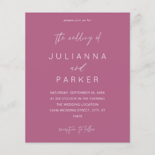 Flyer Presupuesto Rosa Púrpura Boda Caligrafía MOD