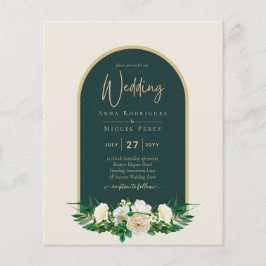 Flyer PRESUPUESTO Rosas Blancas Bosque Verde Boda de Inv