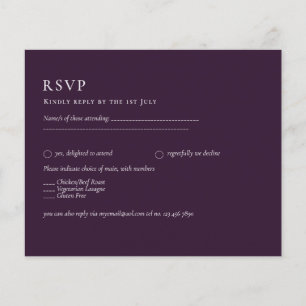Flyer PRESUPUESTO RSVP Ciruela Púrpura Monocromo Boda Mo