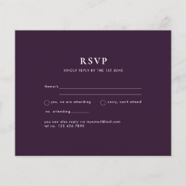 Flyer PRESUPUESTO RSVP Plum Purple Monocromo Boda modern