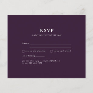Flyer PRESUPUESTO RSVP Plum Purple Monocromo Boda modern