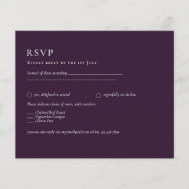 Flyer PRESUPUESTO RSVP Plum Purple Monocromo Boda modern