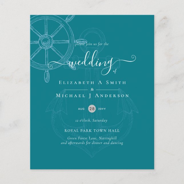 Flyer PRESUPUESTO Rueda de barco náutico Boda (Frente)
