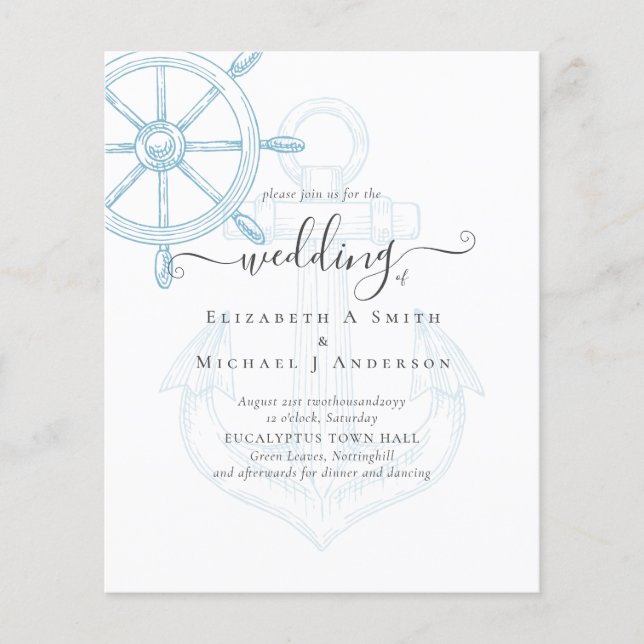 Flyer PRESUPUESTO Rueda de barco náutico Boda (Frente)