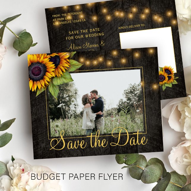 Flyer Presupuesto rústico de boda de girasoles ahorrar l (Subido por el creador)