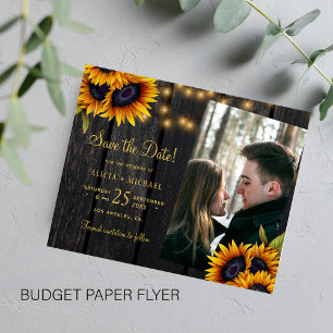 Flyer Presupuesto rústico floral foto boda ahorrar la fe