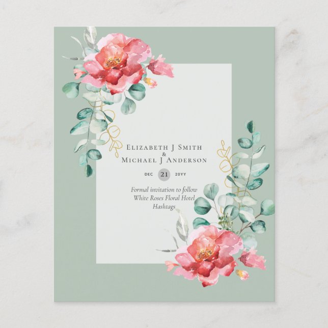 Flyer PRESUPUESTO SAVE THE DATES - Rosas Blancas Floral (Frente)
