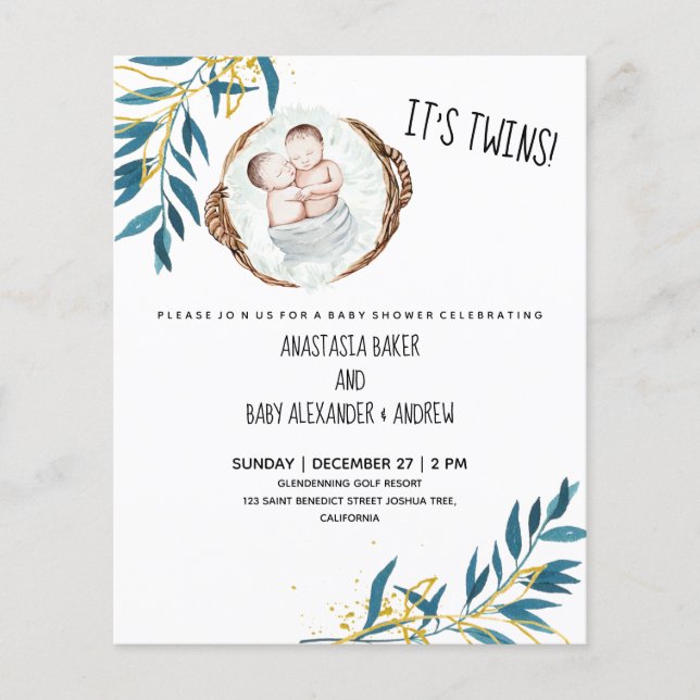 Flyer Presupuesto ¡Son gemelos! Invitación a la ducha de (Frente)
