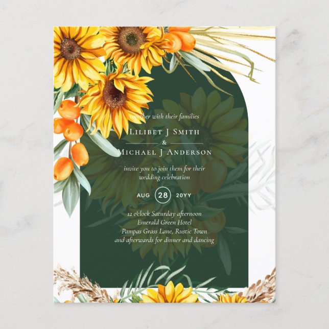 Flyer PRESUPUESTO Sunflowers Pampas Grass Green BOHo Bod (Frente)