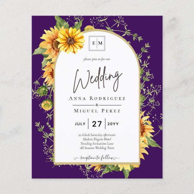 Flyer PRESUPUESTO Sunflowers Wedding Invitar código QR R (Frente)
