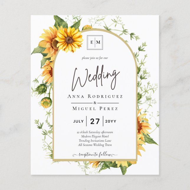 Flyer PRESUPUESTO Sunflowers Wedding Invitar código QR R (Frente)