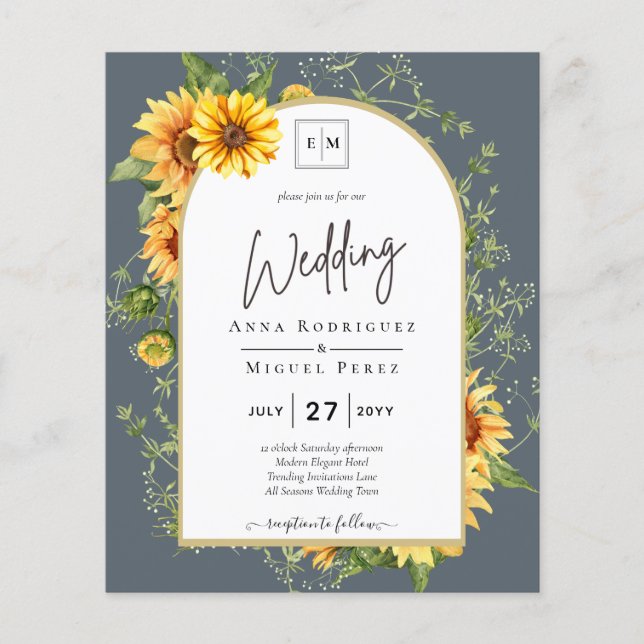 Flyer PRESUPUESTO Sunflowers Wedding Invitar código QR R (Frente)