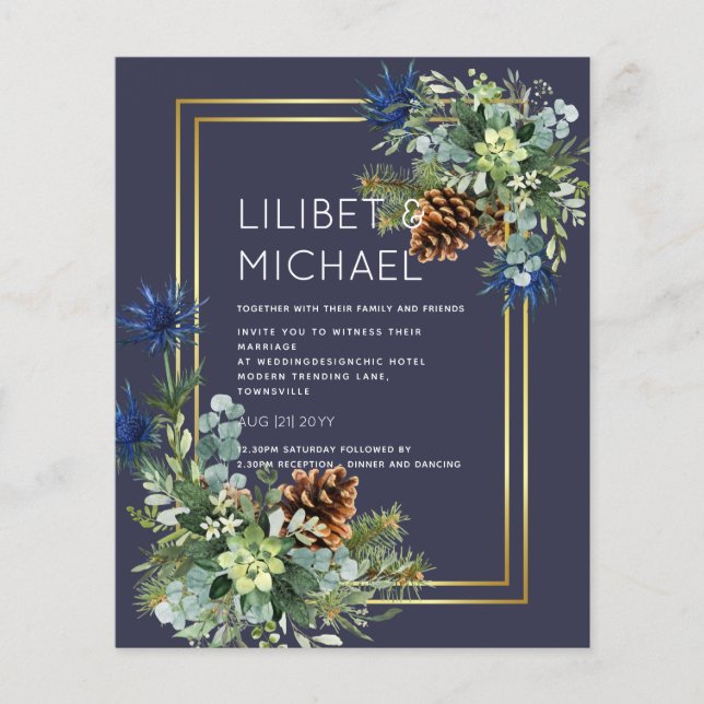 Flyer PRESUPUESTO Thistle azul Eucalyptus Boda Wonderlan (Frente)