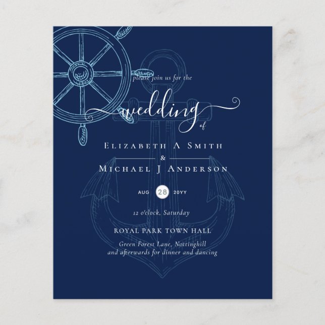 Flyer PRESUPUESTO  Timón de barco náutico boda (Frente)