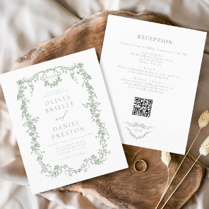 Flyer Presupuesto Todo En Un Boda Verde Del Código QR Vi