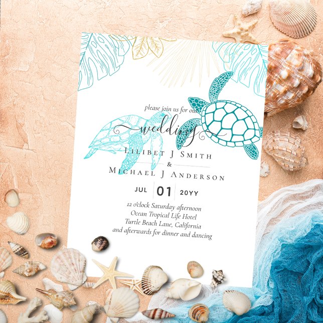Flyer PRESUPUESTO Tortugas marinas Boda Invitación moder (Subido por el creador)