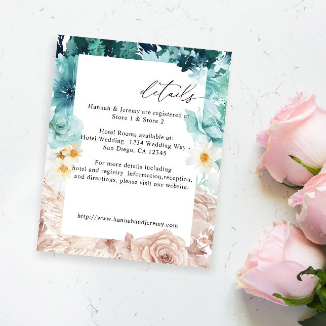 Flyer Presupuesto Turquesa y Rubor Floral rosa (Subido por el creador)