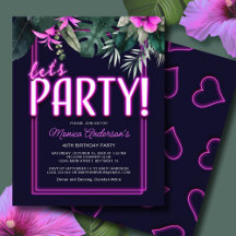 Presupuesto Vamos Fiesta Pink Neon Tropical Birthd