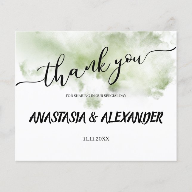 Flyer PRESUPUESTO/Verde/ Tarjeta de agradecimiento. (Frente)