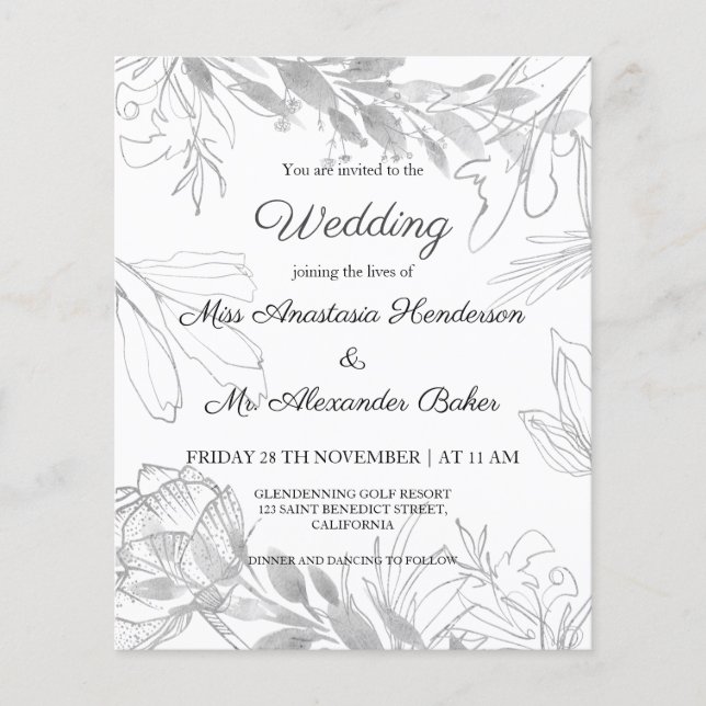 Flyer Presupuesto/Verdor/Plata - Invitación a la boda. F (Frente)
