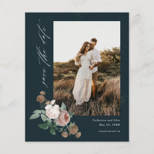 Flyer Presupuesto Vintage Floral Foto Boda Save the Date