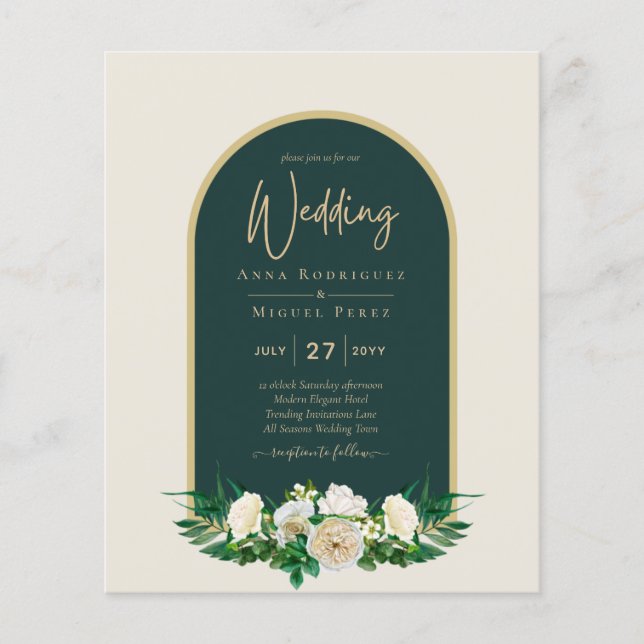 Flyer PRESUPUESTO White Roses Forest Green Winter Weddin (Frente)