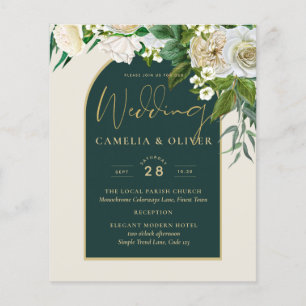 Flyer PRESUPUESTO White Roses Forest Green Winter Weddin