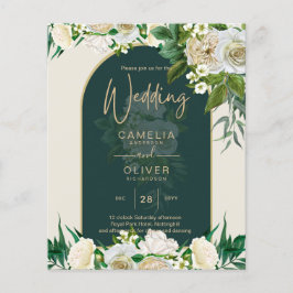Flyer PRESUPUESTO White Roses Forest Green Winter Weddin