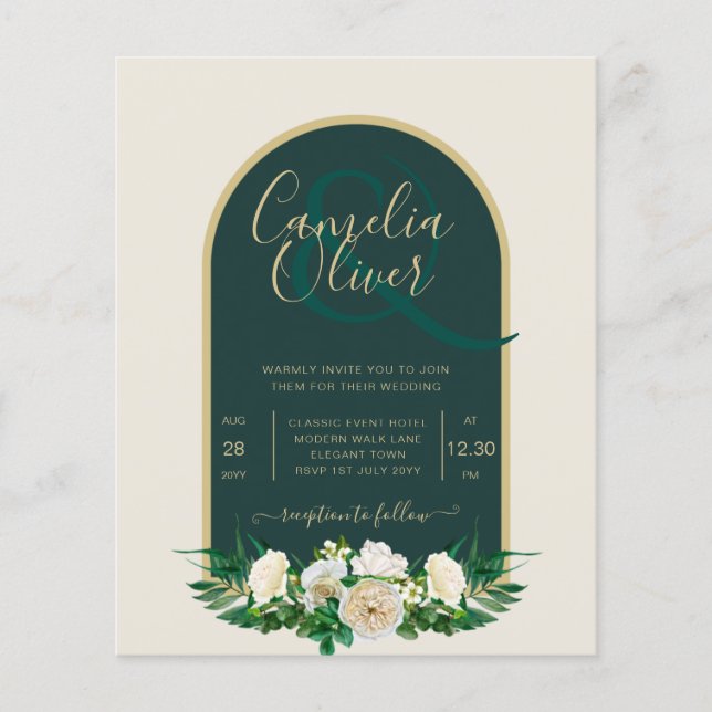 Flyer PRESUPUESTO White Roses Forest Green Winter Weddin (Frente)
