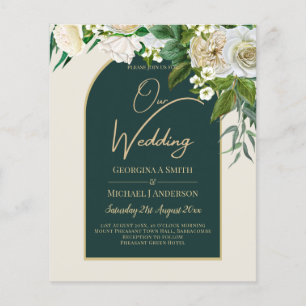 Flyer PRESUPUESTO White Roses Forest Green Winter Weddin