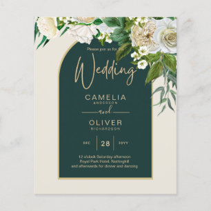 Flyer PRESUPUESTO White Roses Forest Green Winter Weddin