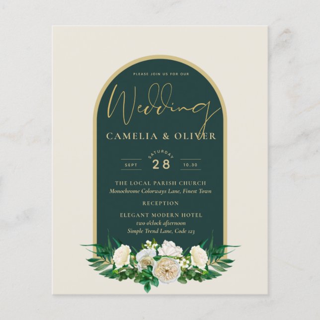 Flyer PRESUPUESTO White Roses Forest Green Winter Weddin (Frente)