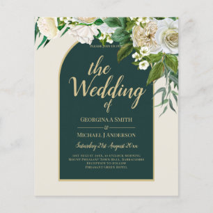 Flyer PRESUPUESTO White Roses Forest Green Winter Weddin