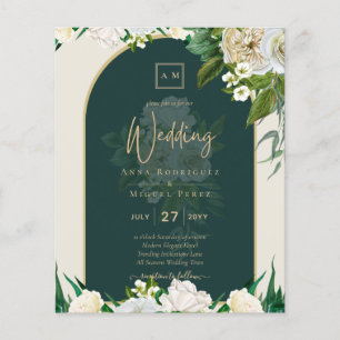 Flyer PRESUPUESTO White Roses Forest Green Winter Weddin