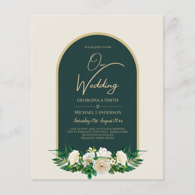 Flyer PRESUPUESTO White Roses Forest Green Winter Weddin (Frente)