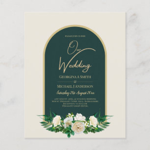 Flyer PRESUPUESTO White Roses Forest Green Winter Weddin