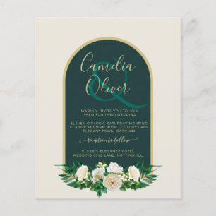 Flyer PRESUPUESTO White Roses Forest Green Winter Weddin