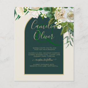Flyer PRESUPUESTO White Roses Forest Green Winter Weddin