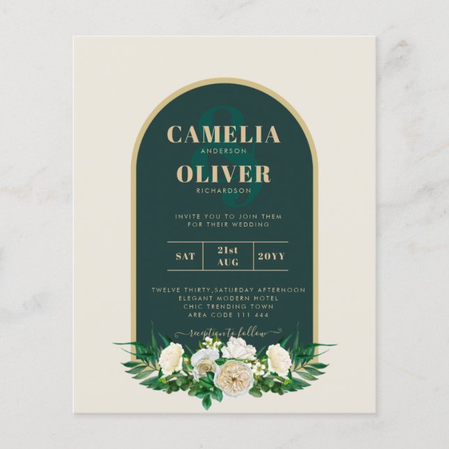 Flyer PRESUPUESTO White Roses Forest Green Winter Weddin (Frente)