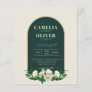 Flyer PRESUPUESTO White Roses Forest Green Winter Weddin