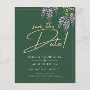 Flyer PRESUPUESTO WISTERIA Gold Green GUARDAR LA FECHA