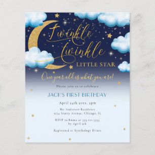 Flyer Primer cumpleaños de Budget Twinkle Little Star Bl