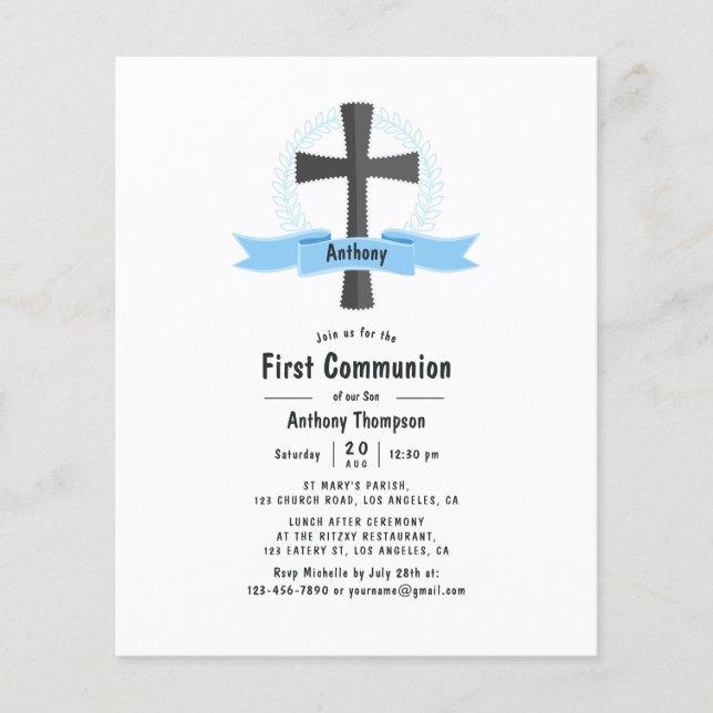 Flyer Primera Comunión Niño (Frente)