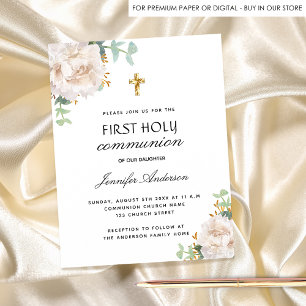 Flyer Primera invitación de presupuesto floral blanca de