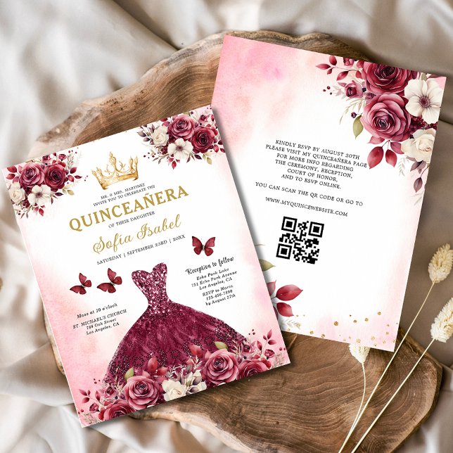 Flyer Princesa de Borgoña Floral de Quinceanera (Subido por el creador)