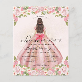 Flyer Princesa de oro rosa barata floral Rubor Quinceane