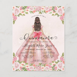 Flyer Princesa de oro rosa barata floral Rubor Quinceane