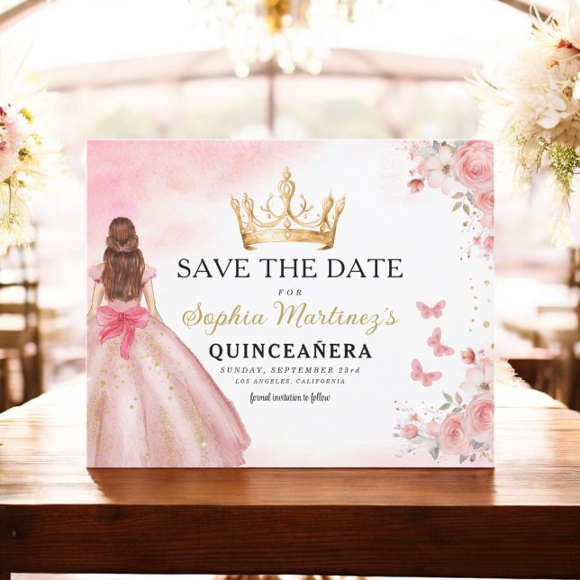 Flyer Princesa de oro rosa floral Cumpleaños Quinceanera (Subido por el creador)